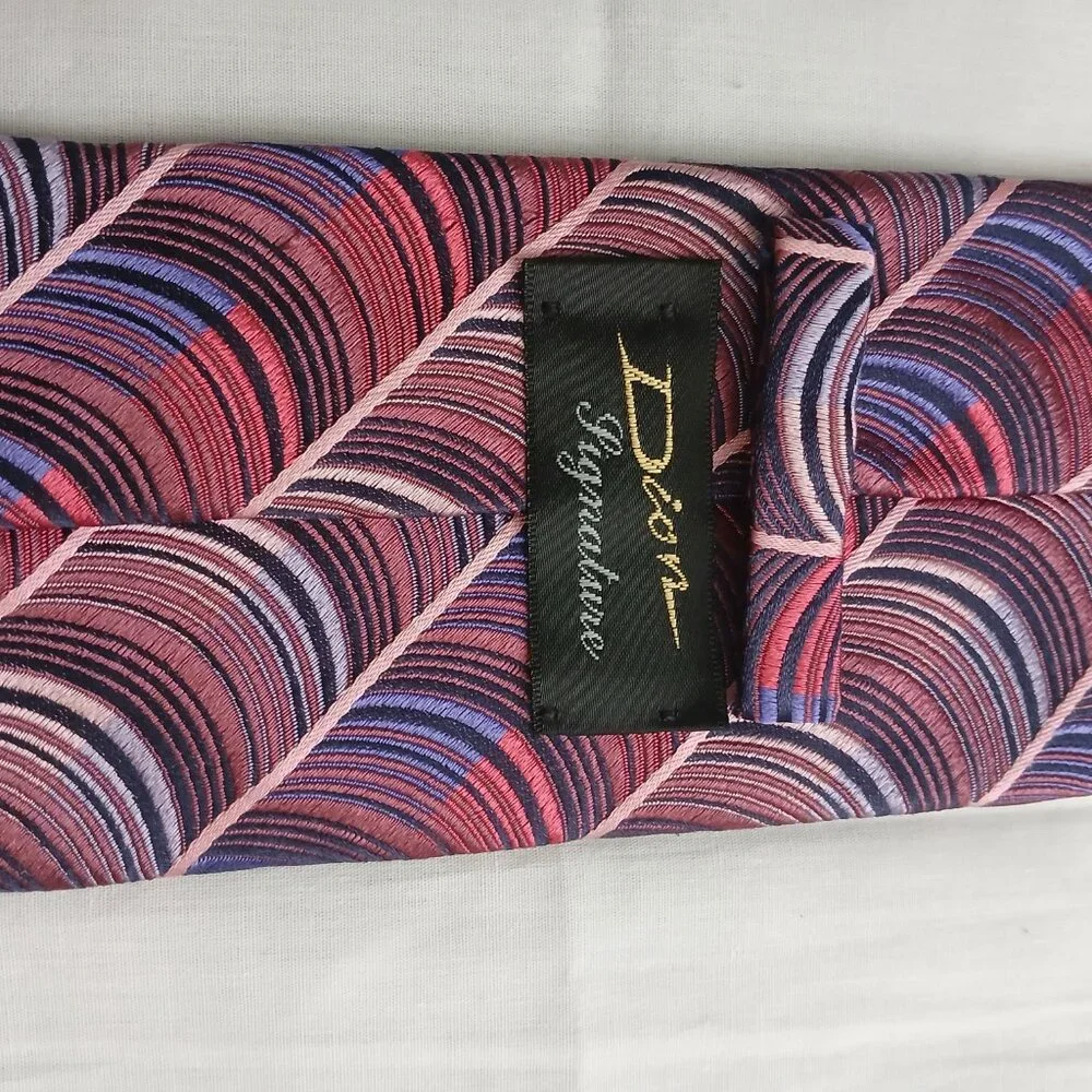 Vintage Christian‎ Dior Signature Necktie Blue Pink and Purple 100% Silk